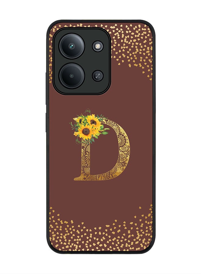 For Xiaomi Redmi 15C 4G Case,Slim fit Camera Protection, Shockproof Thin Phone cover  - Custom Floral Monogram - D  (Brown )